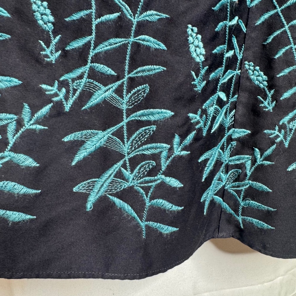 VTG Y2K Whimsigoth Baby Doll Empire Waist Floral Embroidered A-Line Dress Size 6 - Picture 4 of 9
